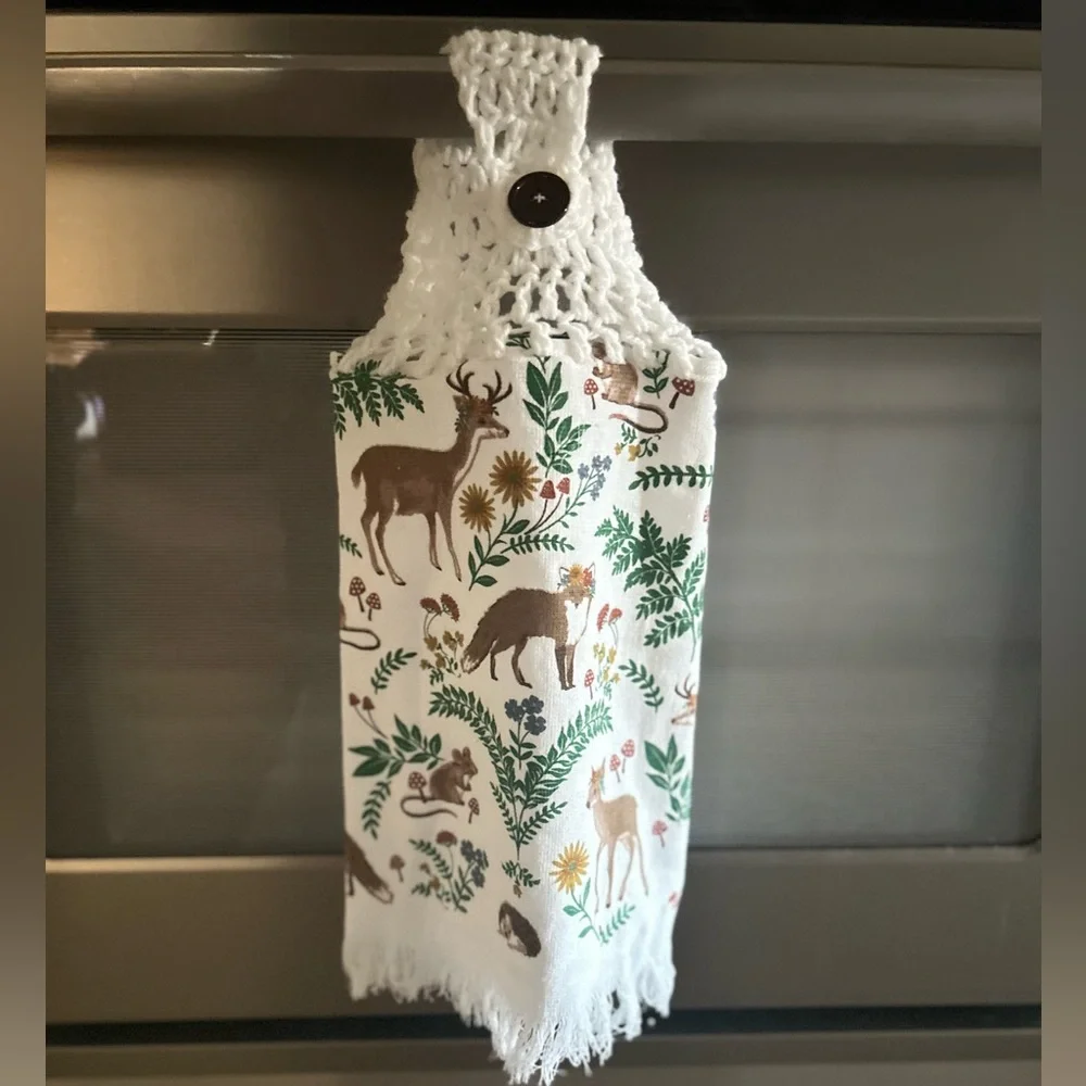 Hand Crafted Nature-Inspired Hanging Kitchen Hand Towel Crochet Top